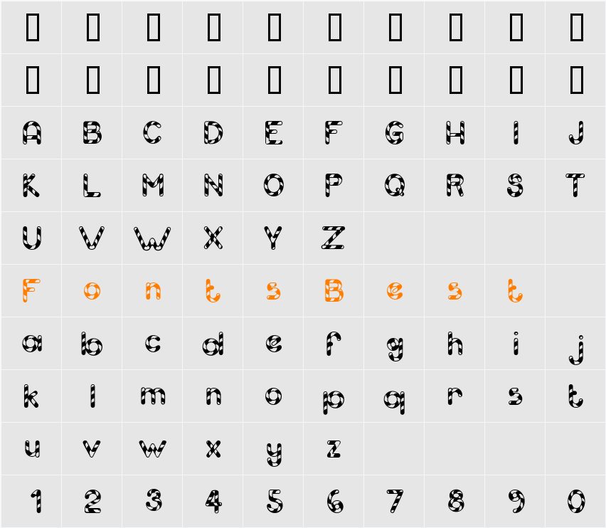 Candy Cane (Unregistered) Character Map