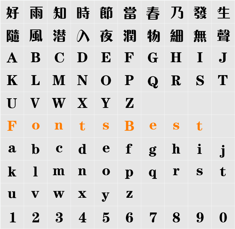 方正粗活意繁体 Character Map