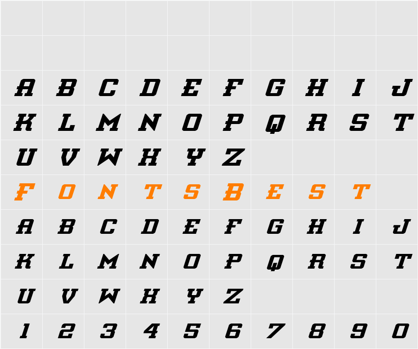 Interceptor Title Italic Character Map