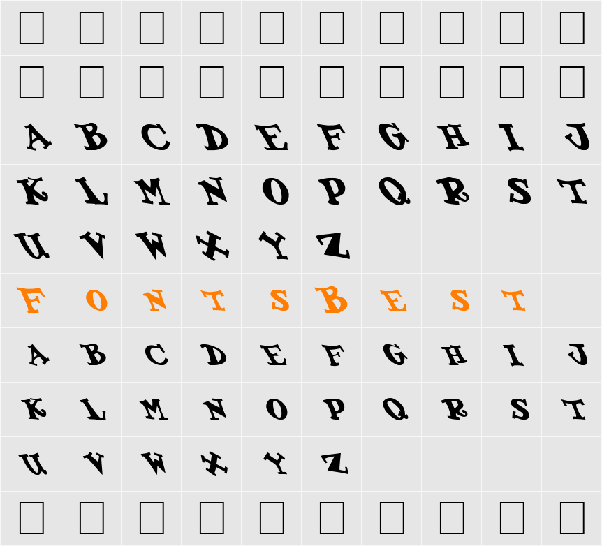 FZ JAZZY 55 LEFTY Character Map