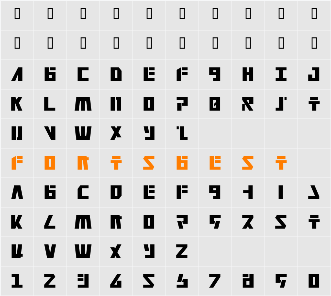 Falconhead Condensed Character Map