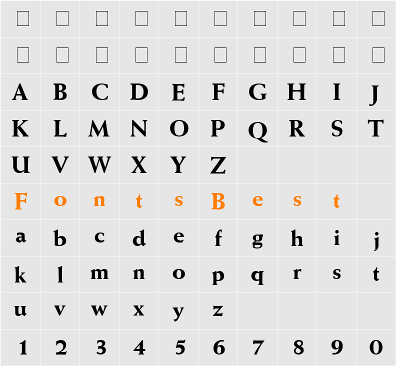 Missive Black SSi Character Map