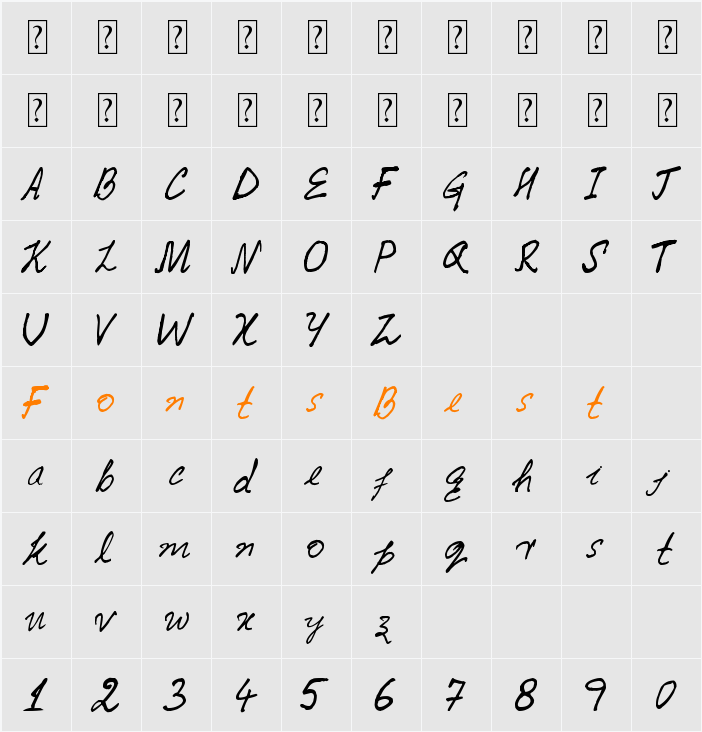 Caitanya font Character Map