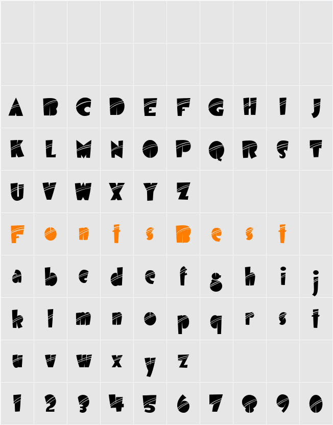 Airmole Stripe Character Map