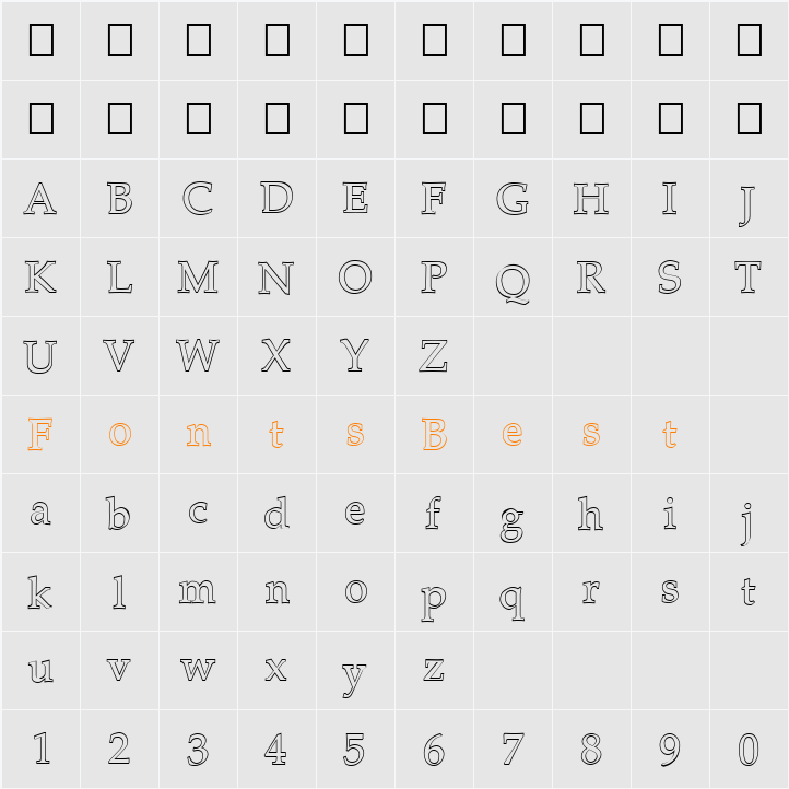 FZ ROMAN 21 HOLLOW Character Map