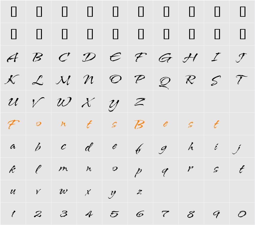 AridITC TT Character Map