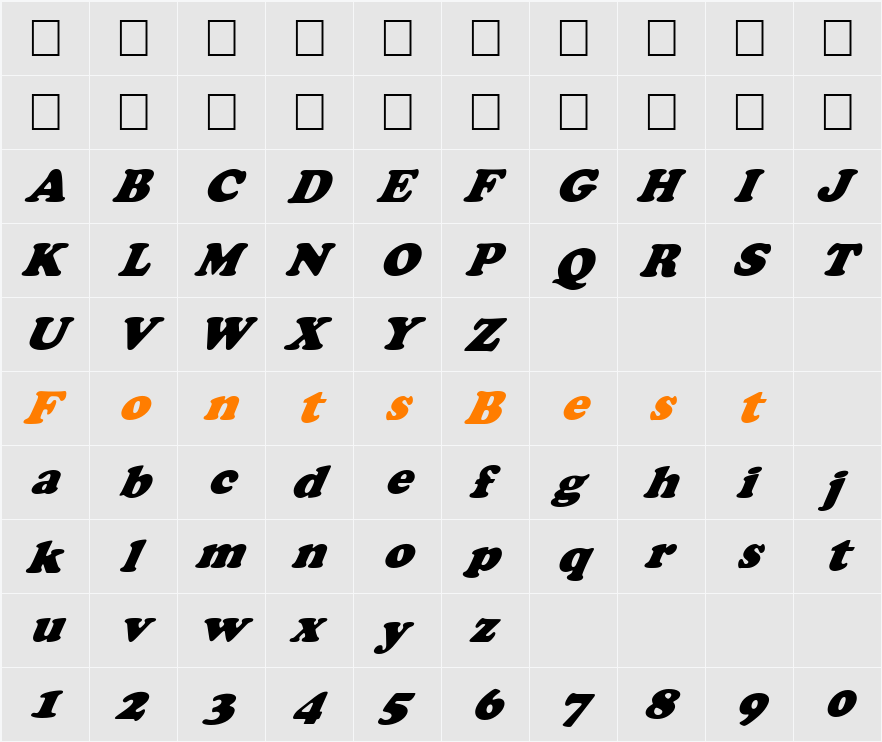 FZ ROMAN 4 ITALIC Character Map