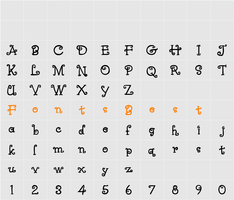 AnniesCurlyQ Character Map