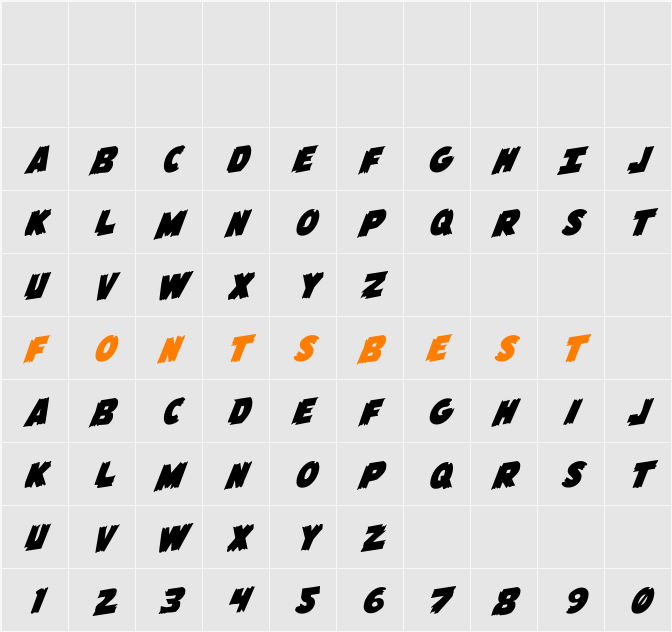 Flying Leatherneck Rotalic Character Map