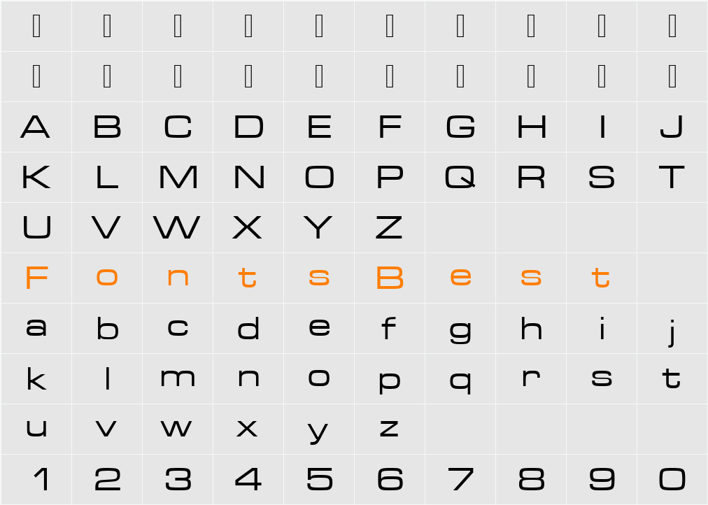 MicrogrammaDMedExt Character Map