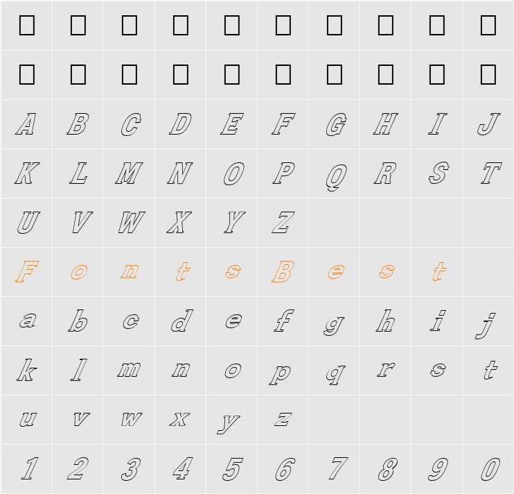 FZ ROMAN 27 HOLLOW ITALIC Character Map