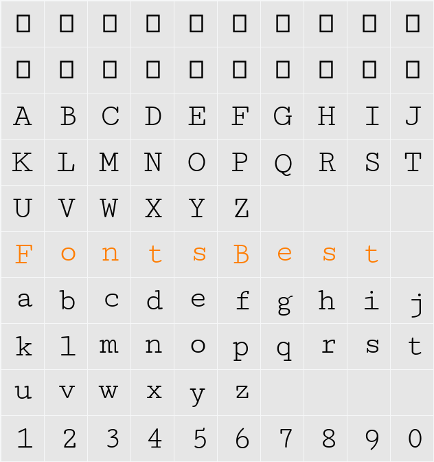 Cutive Mono Character Map