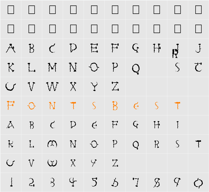 FZ UNIQUE 28 WAVEY Character Map