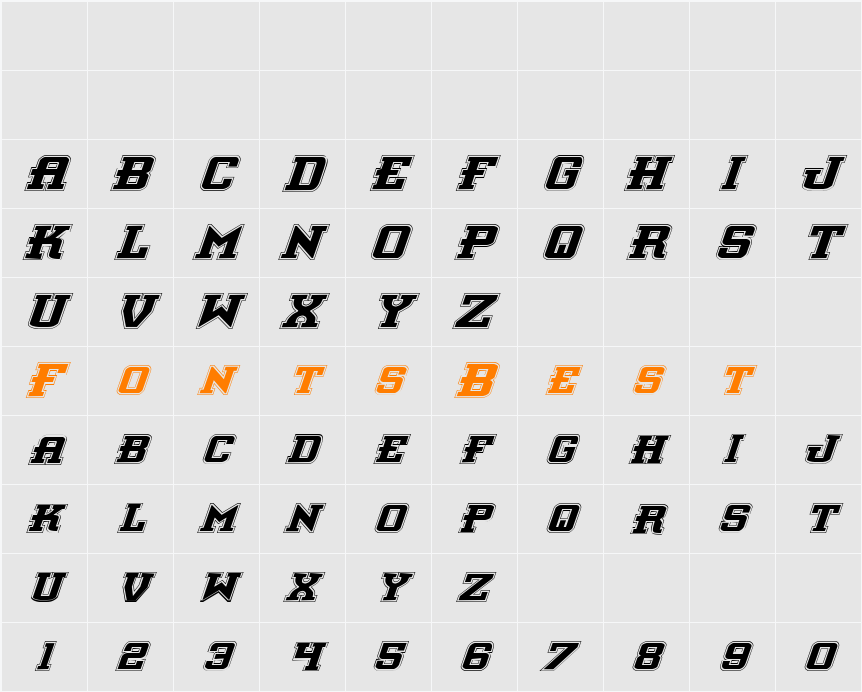 Interceptor Pro Italic Character Map