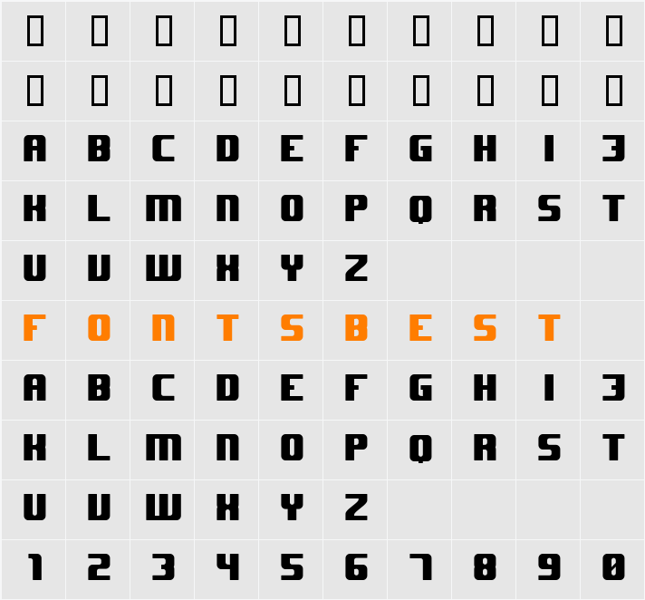 JHUF Character Map