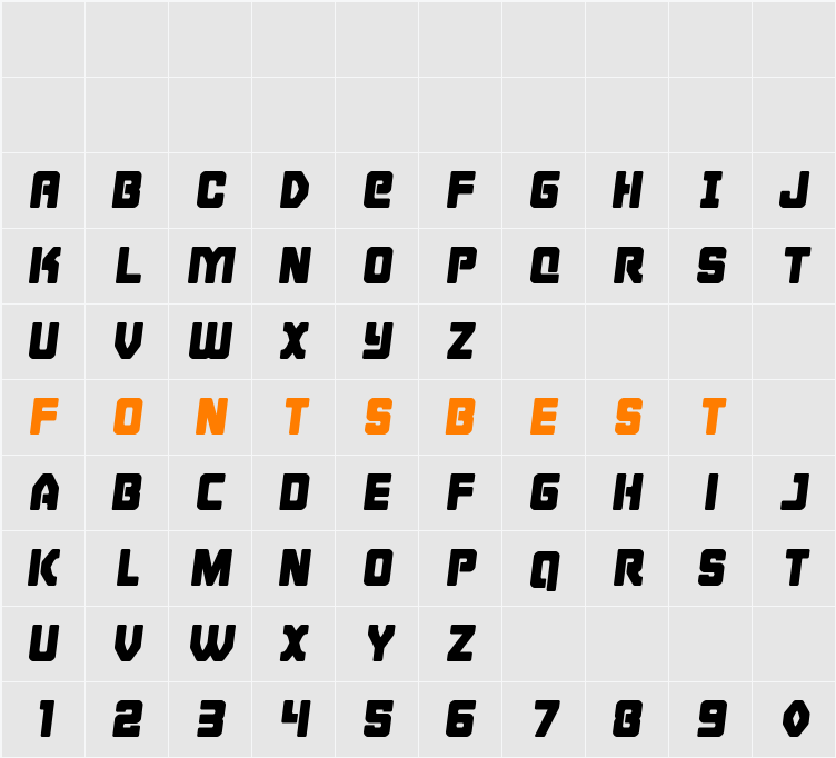 Cyborg Rooster Semi-Italic Character Map