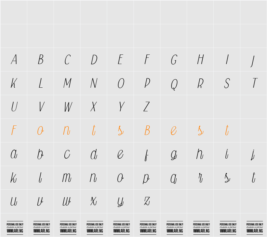 Falkin Script PERSONAL Character Map