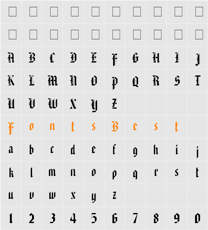 Alaric SSi Character Map