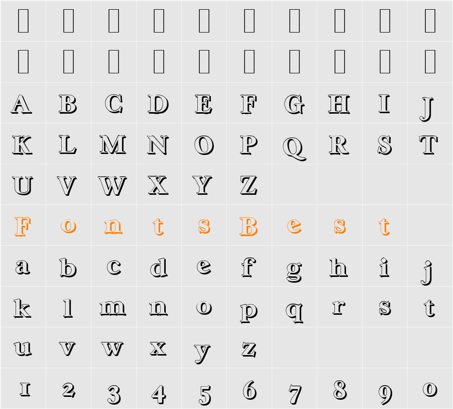 CasablancaShadow-Xbold Character Map