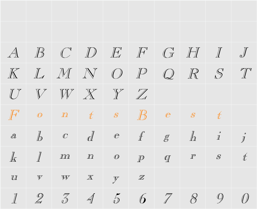 CaslonOpenFace Character Map