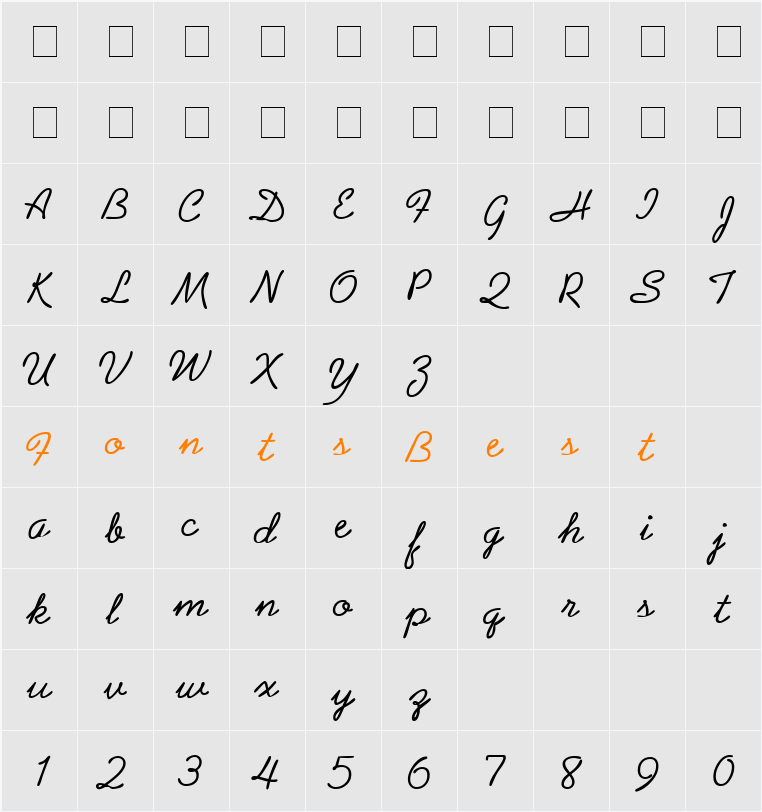 Abbruze Character Map