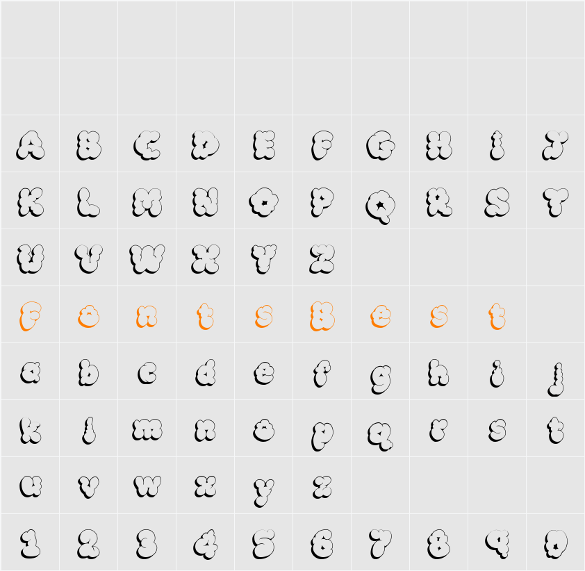 McKloud Shadow Character Map