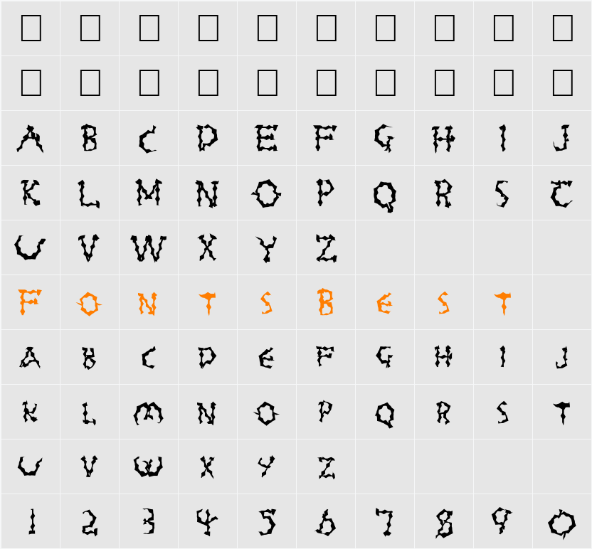 FZ WACKY 23 Character Map