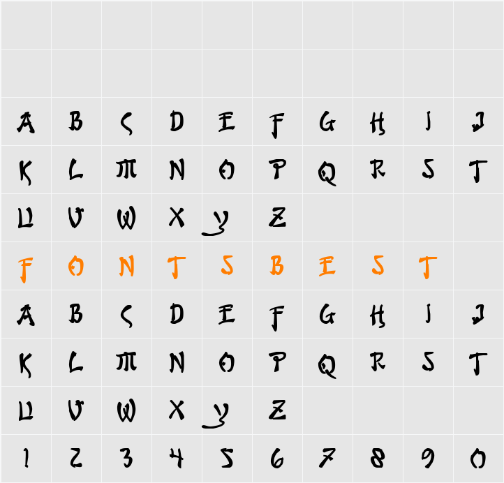 Bushido Bold Character Map