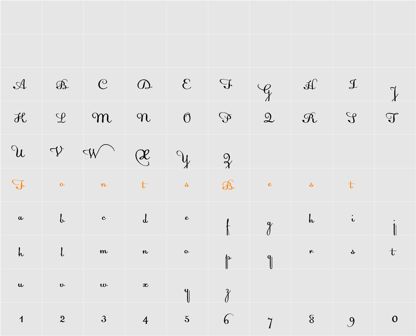 Acquest Script Character Map