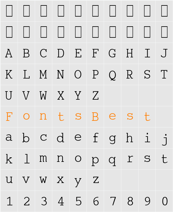 CurierCnd Becker Character Map