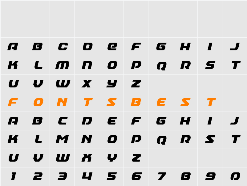 Annapolis Condensed Italic Character Map