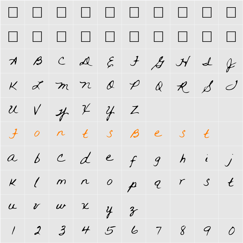 FannysHand Character Map