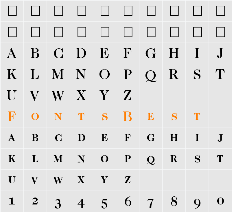 Caslon335Smc Character Map