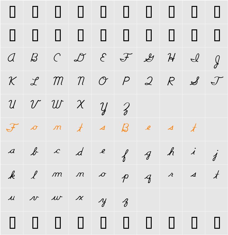 DNealianRegular Character Map