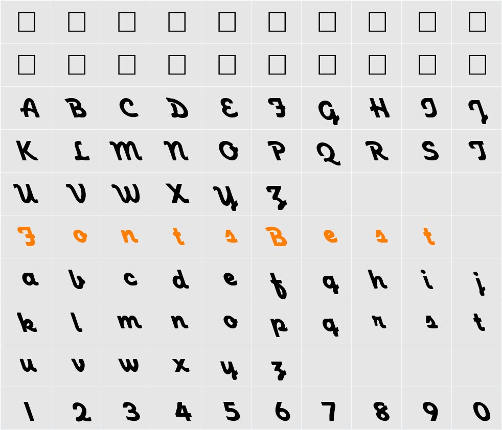 FZ SCRIPT 23 LEFTY Character Map