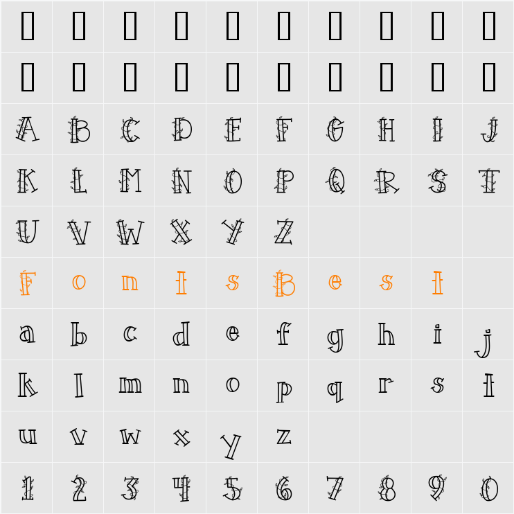 CK Grapevine Character Map