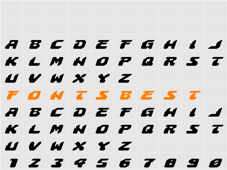 Astropolis Expanded Italic Character Map