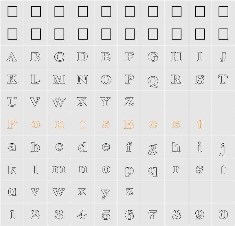 Americo Outline Character Map