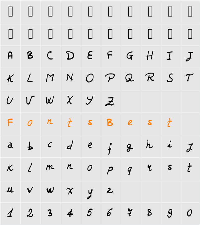 JDJerk Character Map