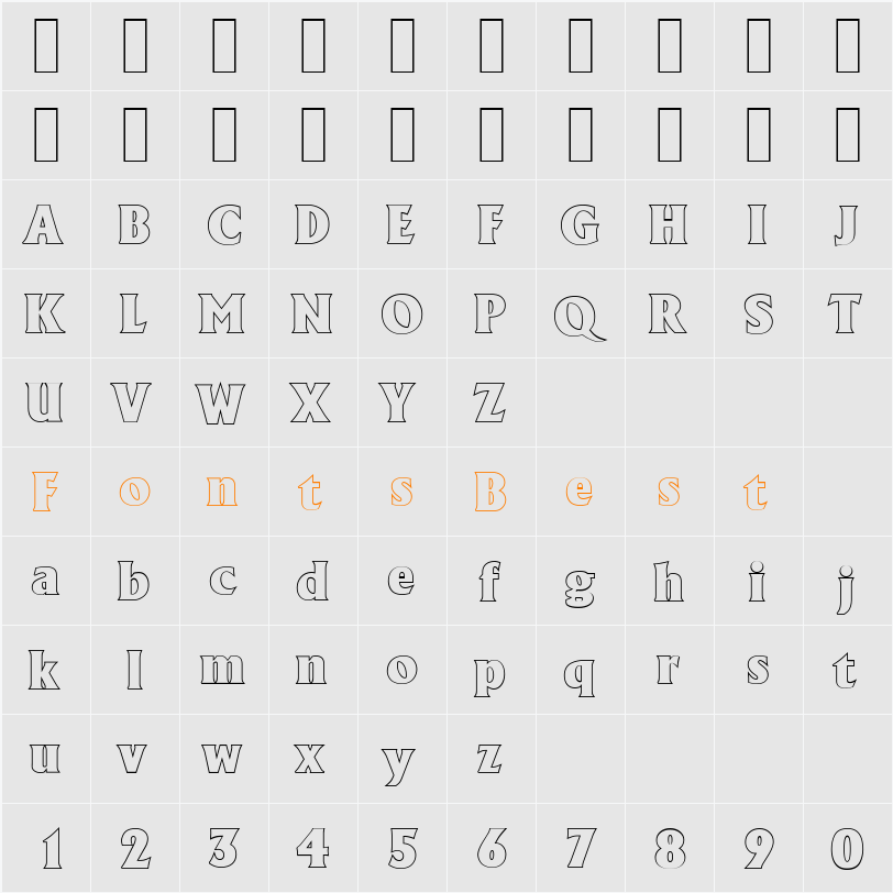 AdelonOutline-Heavy Character Map