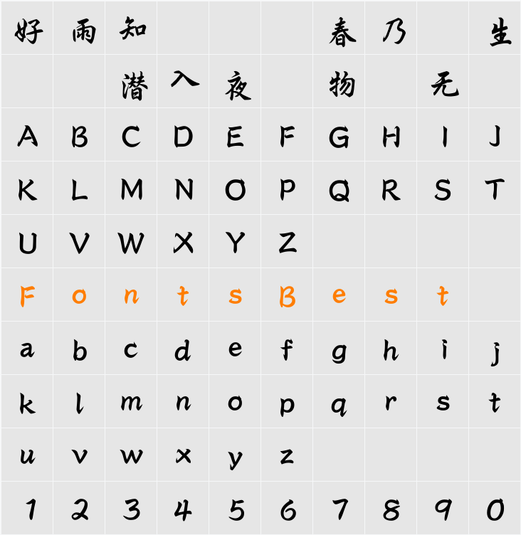 DFPXingKaiW5-B5 Character Map