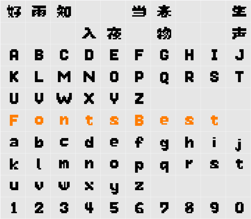 横浜ドット Character Map