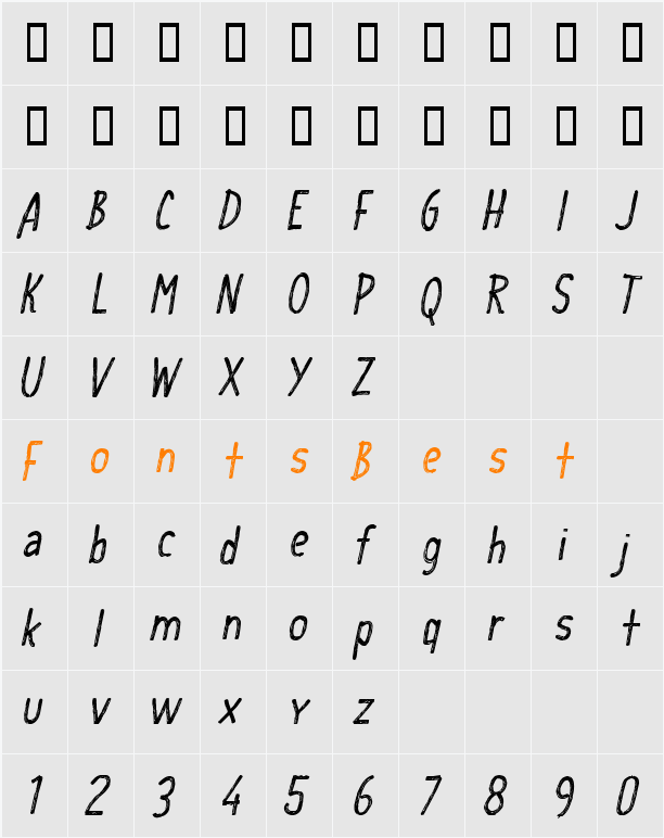 CF School Handwriting Character Map