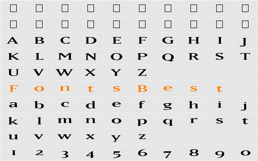 MatrixWideOldstyle Character Map