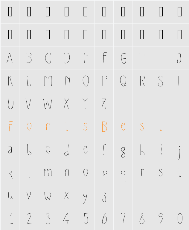 Slimamif Character Map