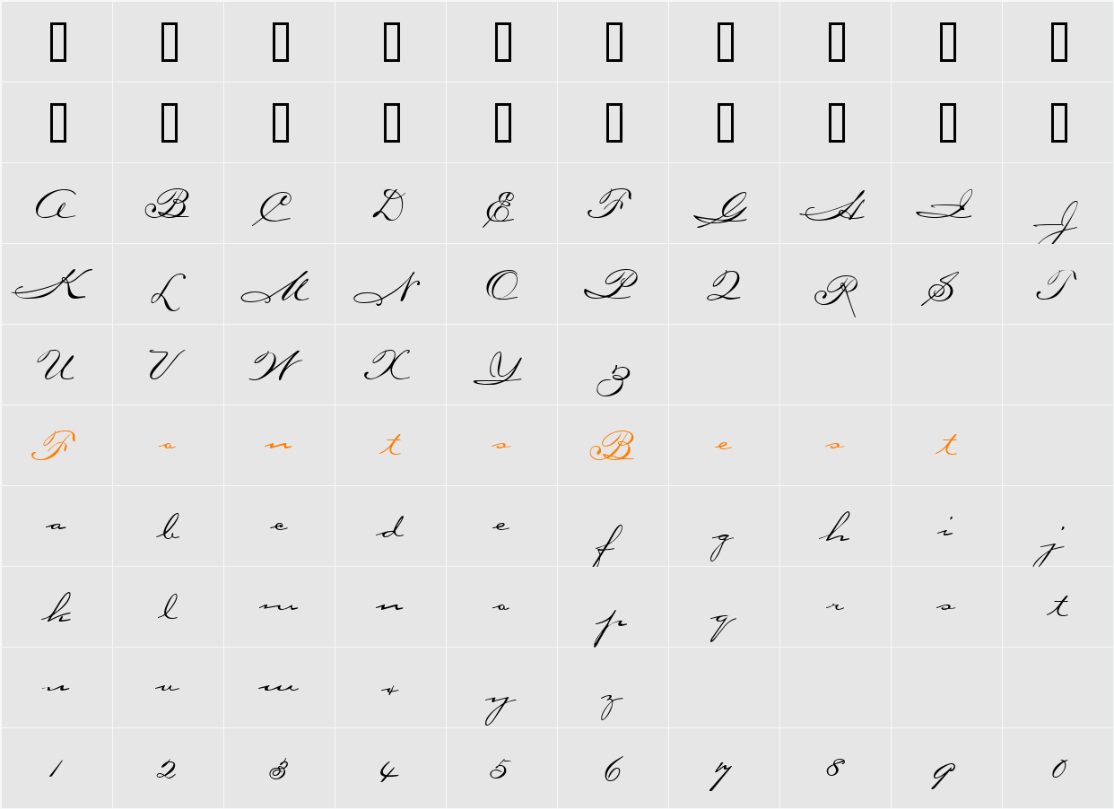 Carpenter Script Character Map