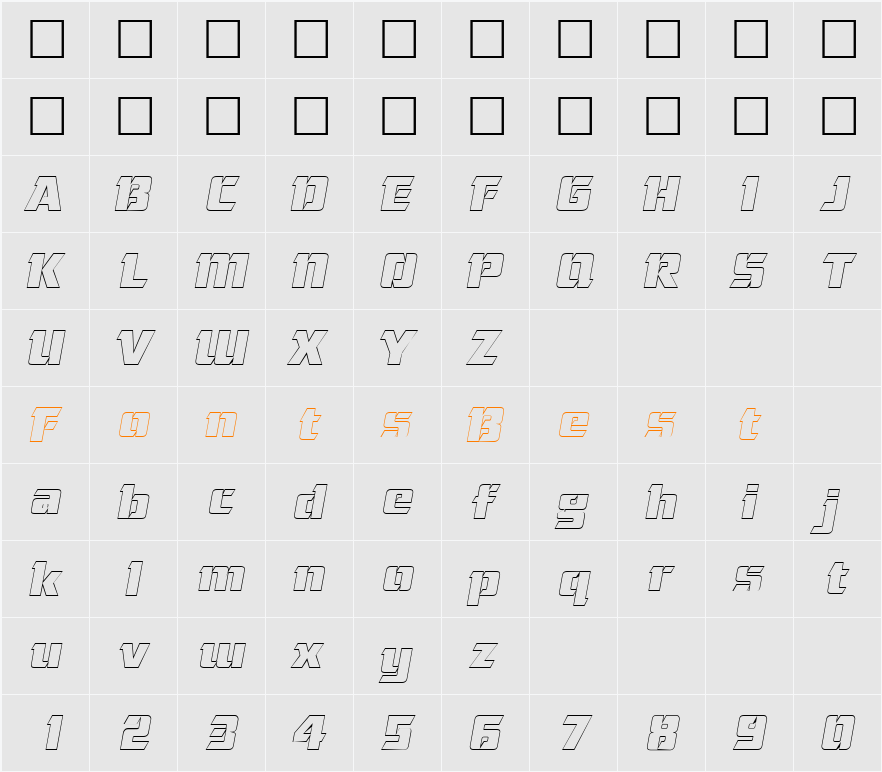 CorneredOutline Character Map