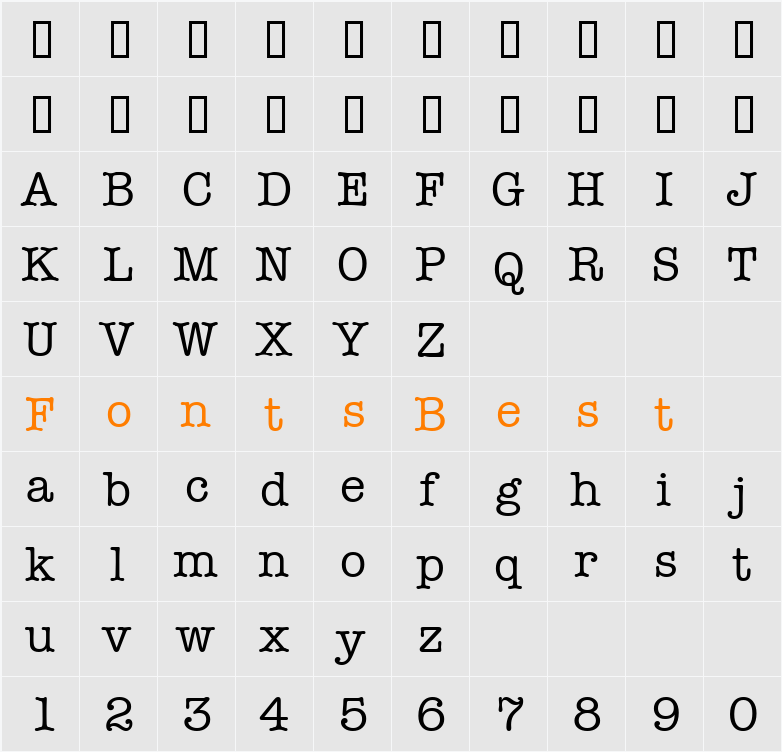 AmTypewriterMdITCTT Character Map