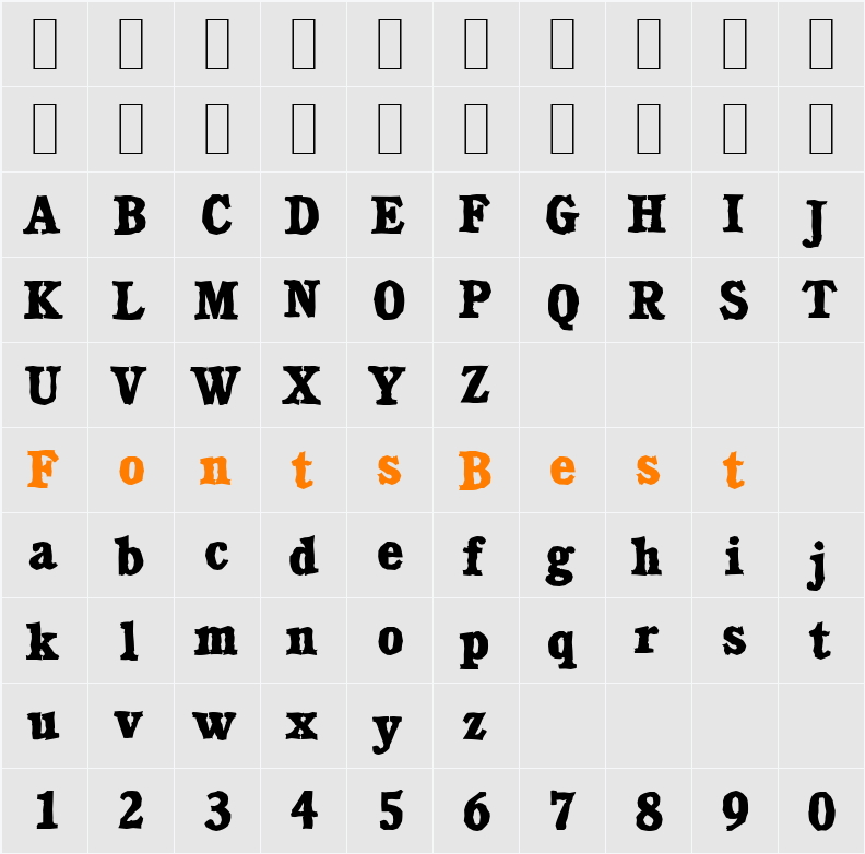 CalgaryAntique-Xbold Character Map