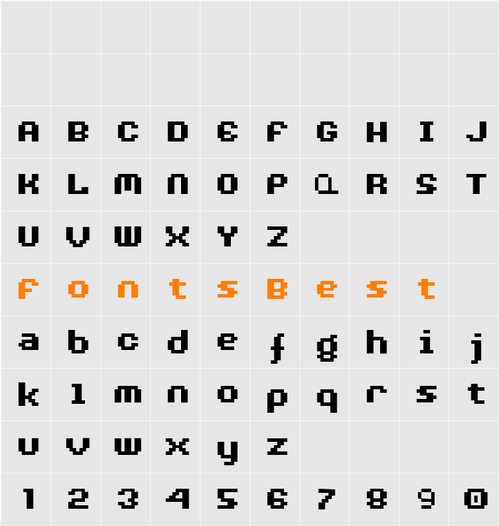 AuX DotBitC Xtra Bold Character Map